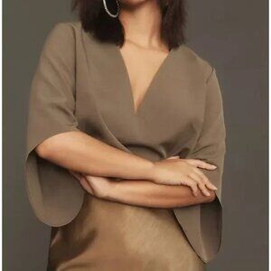 Anthro Mare Mare The Veronica Cape Blouse Olive Green 3X